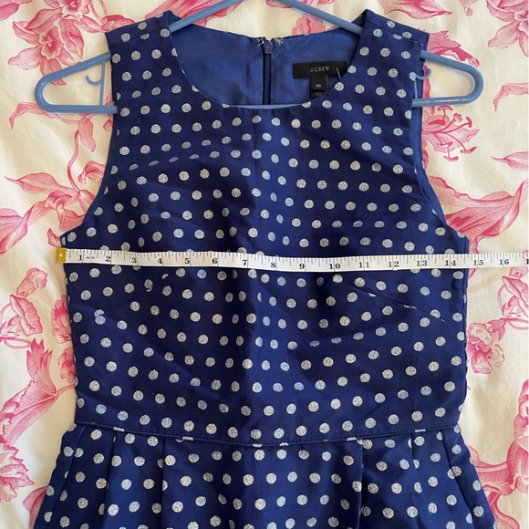 NWT J. Crew Navy Blue Fit and Flare Dress with Silver Metallic Dots - Picture 8 of 9